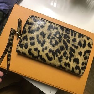 New cheetah print clutch with red interior